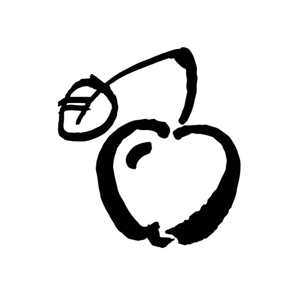 Icono Dibujo Vectorial Apple Aislado Segundo Plano Pincel Tinta Dibujado — Vector de stock