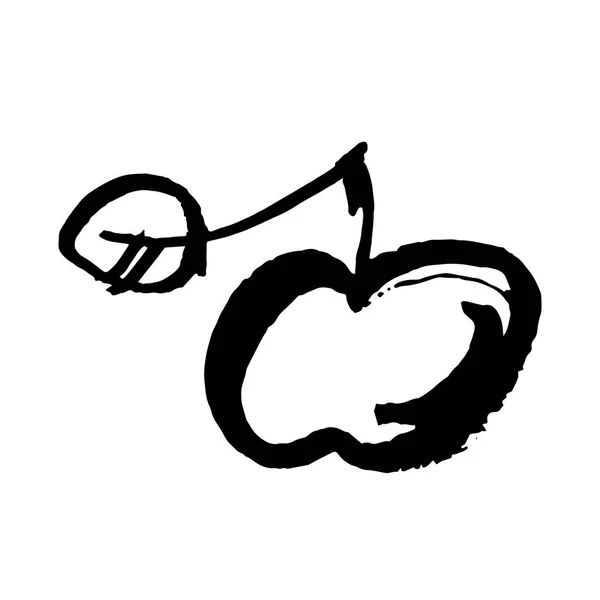 Icône Croquis Vectoriel Apple Isolée Sur Fond Illustration Encre Dessinée — Image vectorielle
