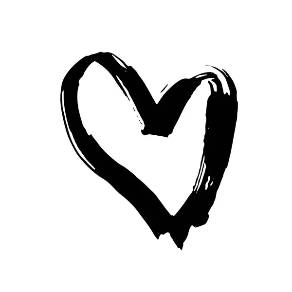 Illustrazione Black Heart Pittura Pennello Disegnata Mano Giorno San Valentino — Vettoriale Stock