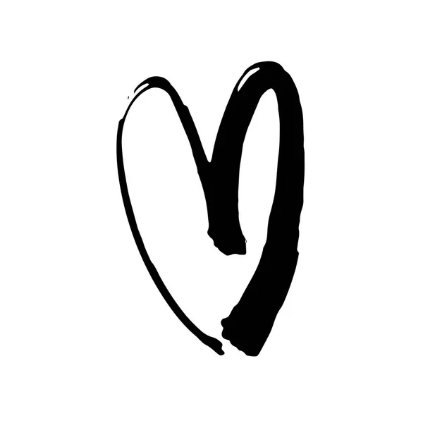 Illustrazione Black Heart Pittura Pennello Disegnata Mano Giorno San Valentino — Vettoriale Stock