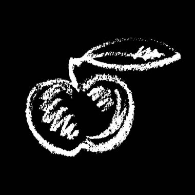 Apple vektör çizim simgesi arka planda izole edildi. El çizimi pastel veya tebeşir çizimi. Infographic, web sitesi veya uygulama için Apple taslak simgesi.