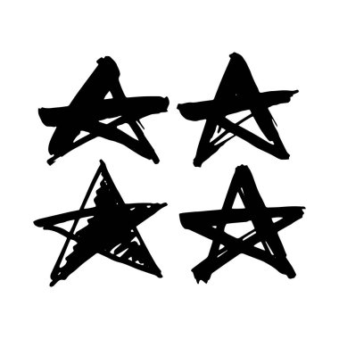 Yıldız. Tasarım için el çizimi bir nesne. Soyut fırça çizimi. Vektör sanat illüstrasyonu grunge yıldızı. Beyaz arkaplanda izole.