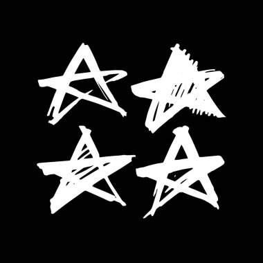 Yıldız. Tasarım için el çizimi bir nesne. Soyut fırça çizimi. Vektör sanat illüstrasyonu grunge yıldızı. Siyah arkaplanda izole.