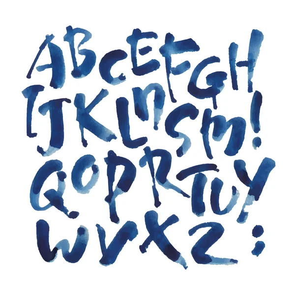 Vector Acrylic Brush Style Hand Drawn Alphabet Font Calligraphy Alphabet — Stock Vector