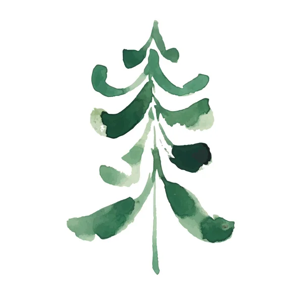 Árboles Navidad Acuarela Verde Abstracto Aislados Sobre Fondo Blanco — Vector de stock