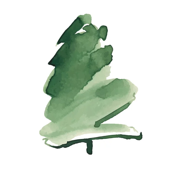 Árvores Natal Aquarela Verde Abstrato Isolado Fundo Branco —  Vetores de Stock