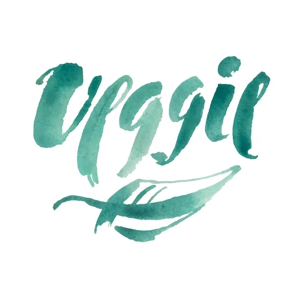 Veggie Lettering Logo Illustrazione Fastfood Cibo Sano Veggie Menu Caffè — Vettoriale Stock