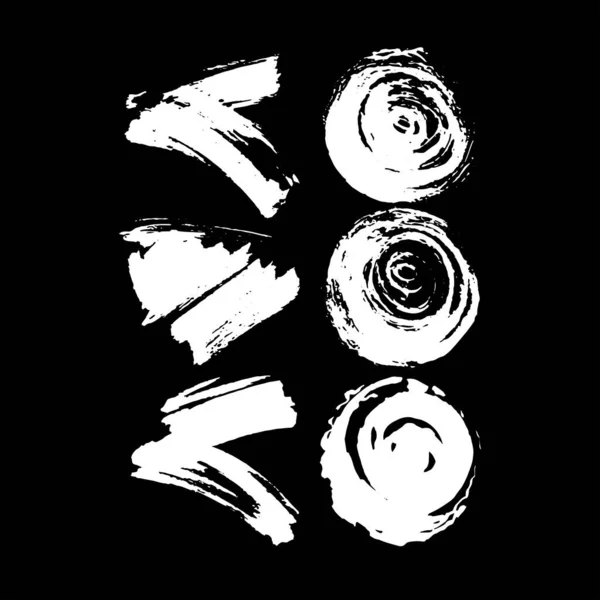 Векторные Белые Пятна Чернил Изолированы Черном Фоне Глиняная Фактура Набор Стоковая Иллюстрация