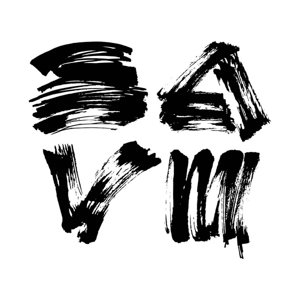 Tinta Negra Vectorial Aislada Sobre Fondo Blanco Textura Grunge Conjunto Gráficos vectoriales