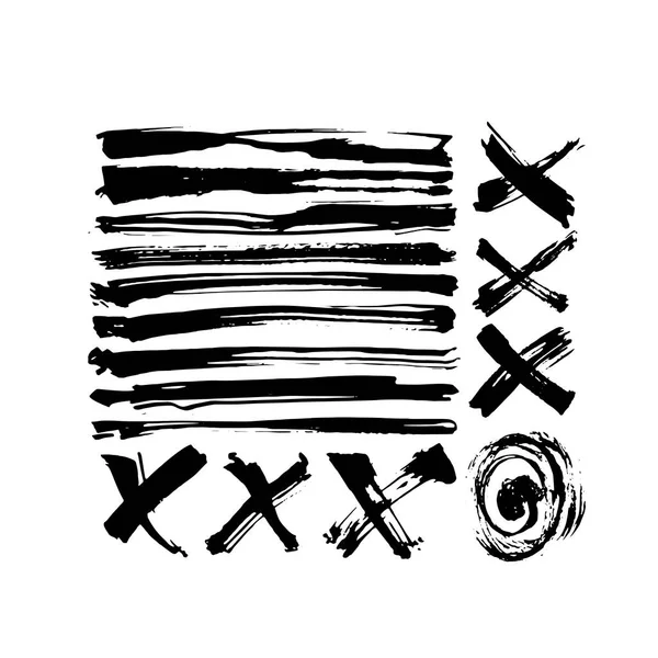 Czarny Tusz Wektorowy Odizolowany Białym Tle Grunge Tekstury Zestaw Grafika Wektorowa