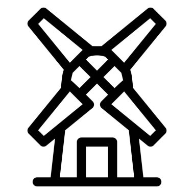 Beyaz arkaplanda yel değirmeni çizgi simgesi izole