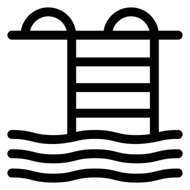 yüzme havuzu çizgisi simgesi vektör çizimi beyaz arkaplanda izole edildi