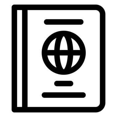 Beyaz arkaplanda pasaport çizgisi simgesi çizimi izole edildi