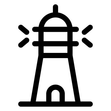beyaz arkaplanda izole edilmiş deniz feneri çizgisi simgesi vektör çizimi