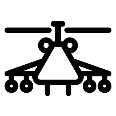 Helikopter çizgisi simgesi çizimi beyaz arkaplanda izole edildi