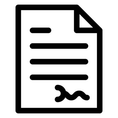 beyaz arkaplanda izole edilmiş sözleşme çizgisi ikonu vektör illüstrasyonu