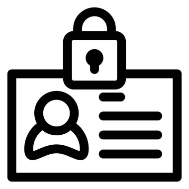 Beyaz arkaplanda izole edilmiş kimlik kartı çizgisi simgesi çizimi