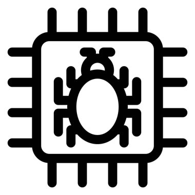 Beyaz arkaplanda izole edilmiş mikroçip çizgi simgesi vektör çizimi