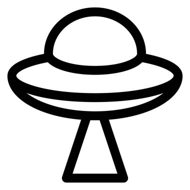uçan UFO çizgisi simgesi çizimi beyaz arkaplanda izole edildi
