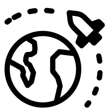 Yörünge çizgisi simgesi çizimi beyaz arkaplanda izole edildi