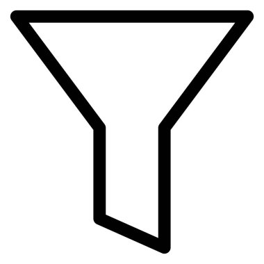 beyaz arkaplanda izole edilmiş huni çizgi simgesi vektör çizimi