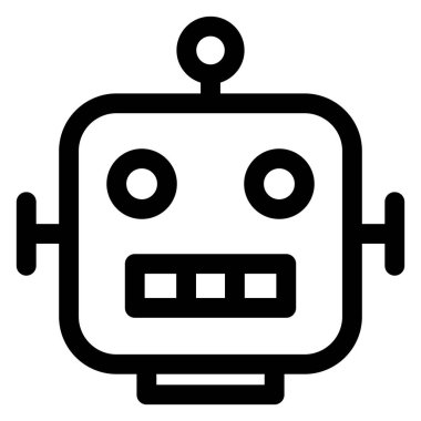 Beyaz arkaplanda izole edilmiş robot çizgi simgesi vektör çizimi