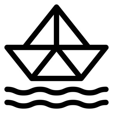 Kağıt tekne çizgisi simgesi çizimi beyaz arkaplanda izole edildi