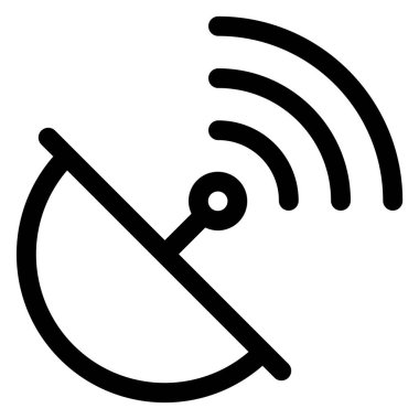 Beyaz arkaplanda izole edilmiş uydu çizgi simgesi vektör çizimi