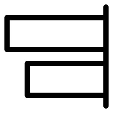 Beyaz arkaplanda izole edilmiş sağ çizgi simgesi vektör çizimi