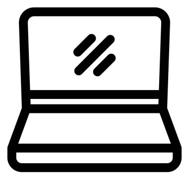 Dizüstü bilgisayar çizgisi simgesi çizimi beyaz arkaplanda izole edildi