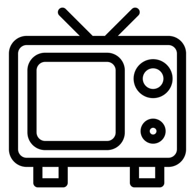 TV çizgisi simgesi çizimi beyaz arkaplanda izole edildi