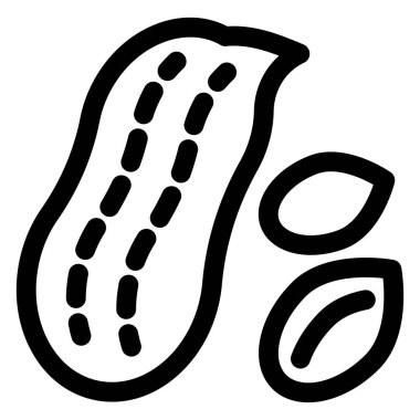 beyaz arkaplanda izole edilmiş yerfıstığı çizgi simgesi vektör çizimi