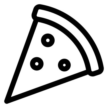 Beyaz arkaplanda izole edilmiş pizza çizgisi simgesi vektör illüstrasyonu