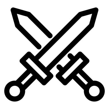 Kılıç çizgisi simgesi çizimi beyaz arkaplanda izole edildi