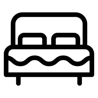 beyaz arkaplanda izole edilmiş yatak hattı simgesi vektör çizimi