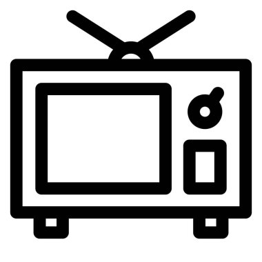 TV çizgisi simgesi çizimi beyaz arkaplanda izole edildi