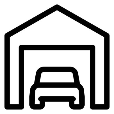 Garaj çizgisi simgesi çizimi beyaz arkaplanda izole edildi