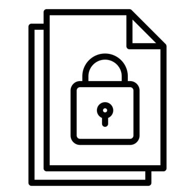 Beyaz arkaplanda kilit çizgisi simgesi çizimi izole edildi