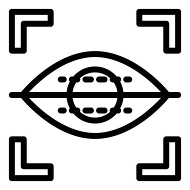 Göz tarayıcı çizgisi simgesi çizimi beyaz arkaplanda izole edildi