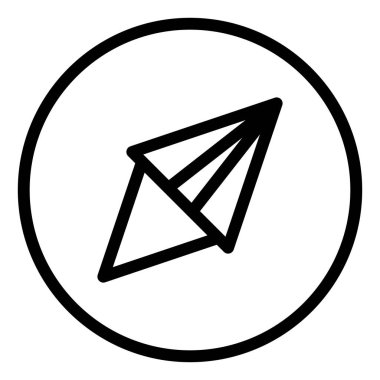 beyaz arkaplanda izole edilmiş pusula çizgisi simgesi çizimi