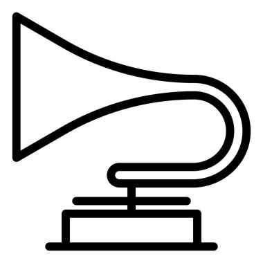 gramofon çizgisi simgesi çizimi beyaz arkaplanda izole edildi