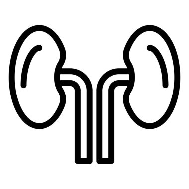 Böbrek çizgisi simgesi çizimi beyaz arkaplanda izole edildi