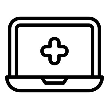 Dizüstü bilgisayar çizgisi simgesi çizimi beyaz arkaplanda izole edildi