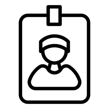 Beyaz arkaplanda izole edilmiş kimlik kartı çizgisi simgesi çizimi