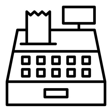 Yazar kasa çizgisi simgesi çizimi beyaz arkaplanda izole edildi