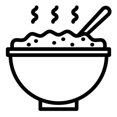 Beyaz arkaplanda yulaf lapası çizgisi simgesi çizimi izole edildi