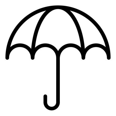 Beyaz arkaplanda şemsiye çizgisi simgesi çizimi izole edildi