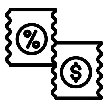 beyaz arkaplanda izole edilmiş kupon satırı simgesi vektör çizimi