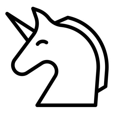 tek boynuzlu at çizgi simgesi vektör çizimi beyaz arkaplanda izole edildi