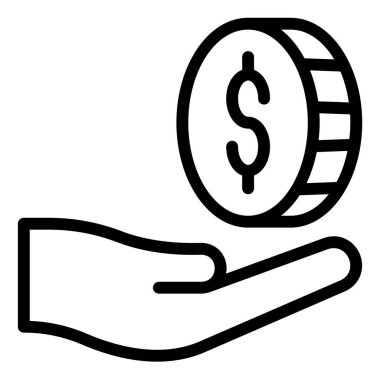 Bozuk para çizgisi simgesi çizimi beyaz arkaplanda izole edildi